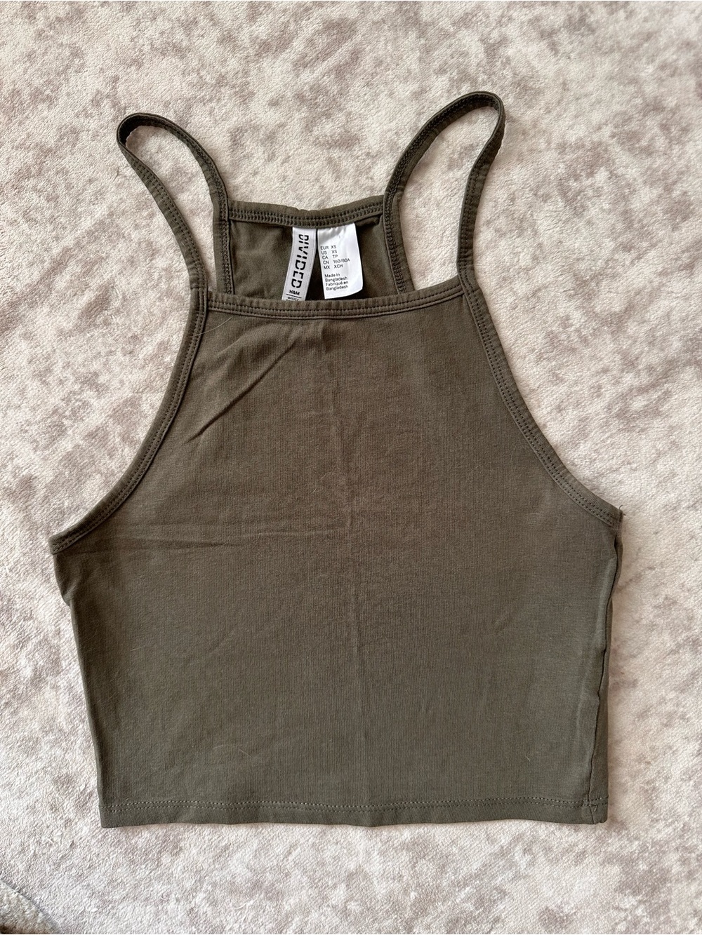 H&M Olive Cropped High-Neck Tank